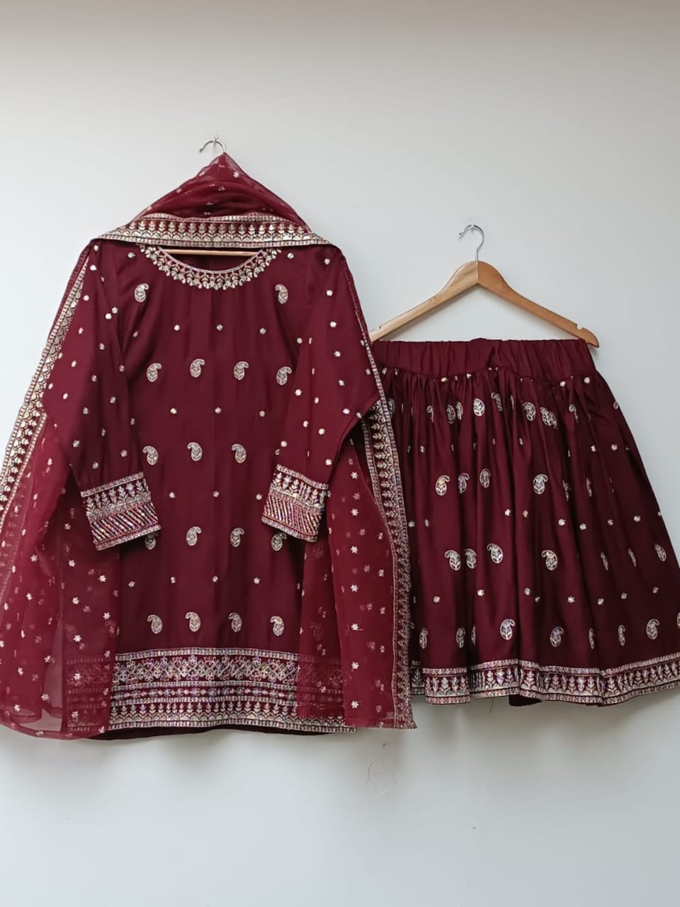 3Pc, Shirt, Gharara, Organza Dupatta