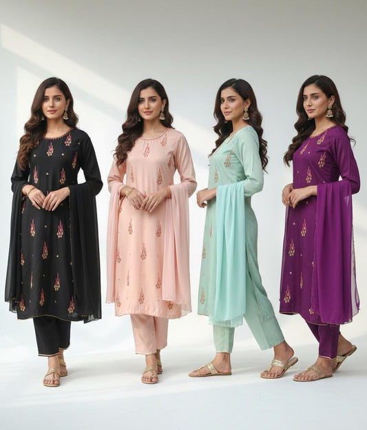 3PC Shirt  Trouser  Chiffon Dupatta