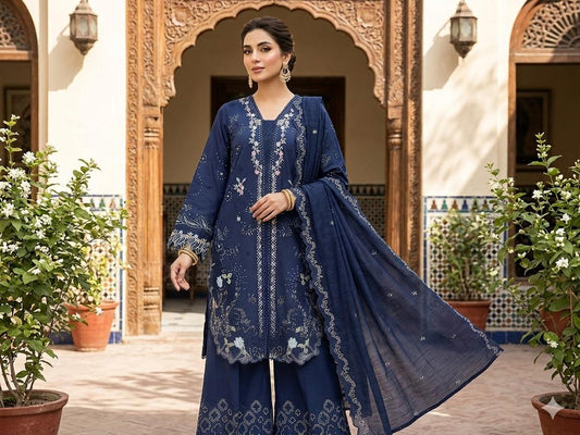 New Pure Cotton Lawn Beautiful Embroidered